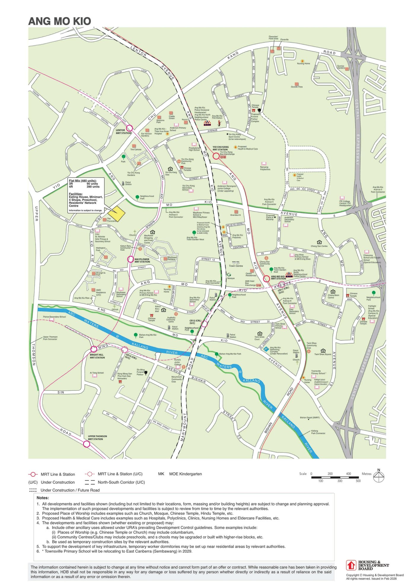 Official HDB location map of the Ang Mo Kio Avenue 2 June 2026 BTO project, opposite CHIJ St Nicholas Girls' School