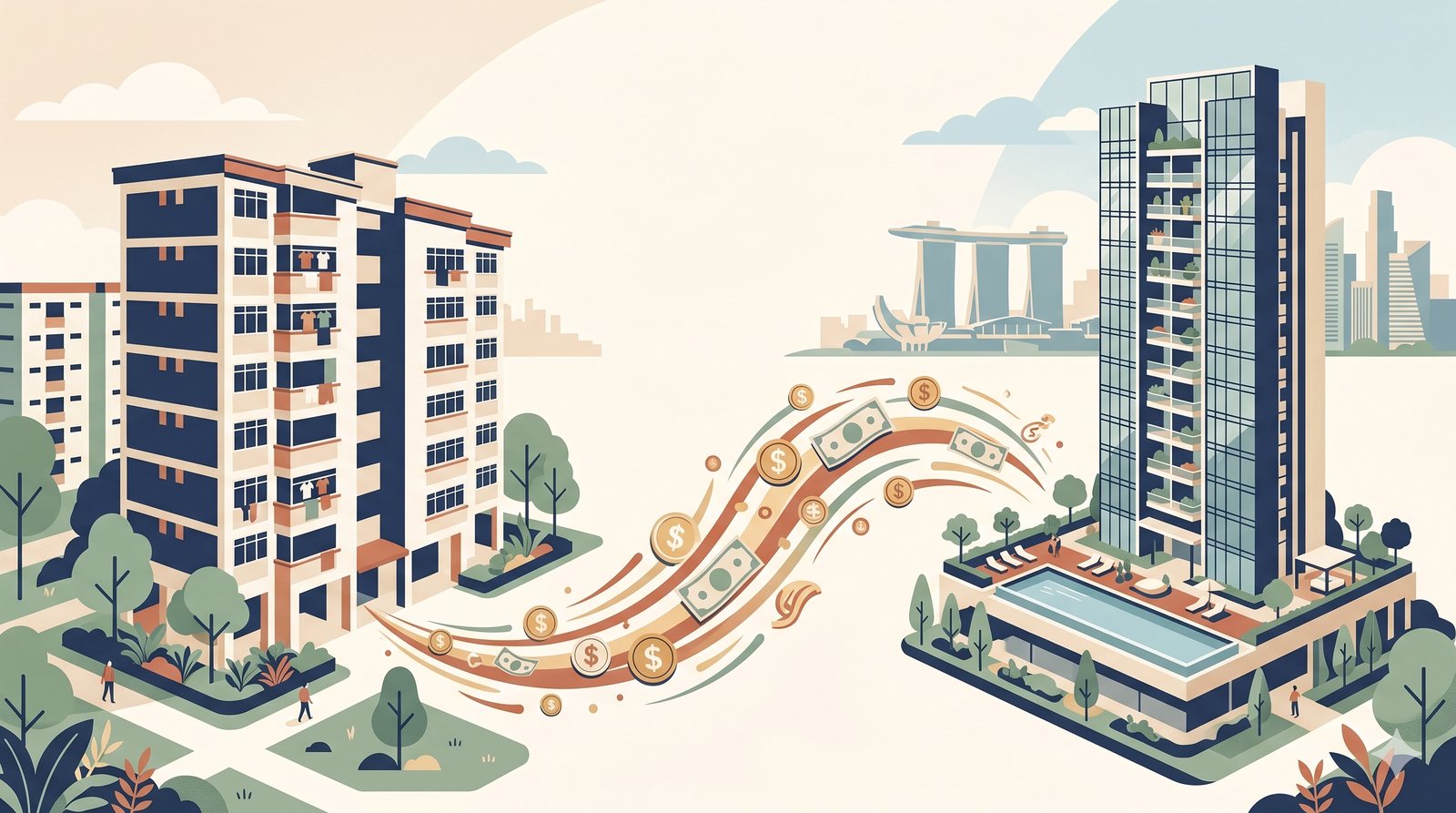 How much condo your HDB can buy — the real cash-out math for Singapore upgraders